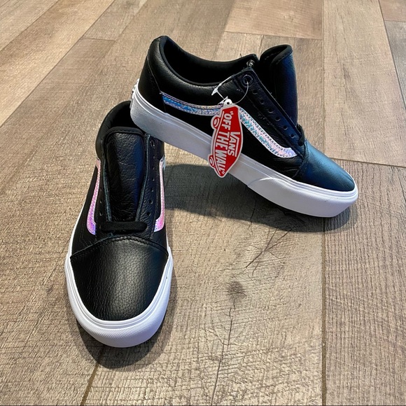 Vans Holo Sidestripe Old Skool Platform Shoes - Black True White - 9 Women’s - Picture 3 of 12